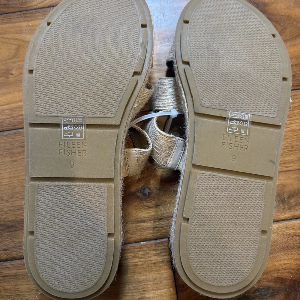 EILEEN FISHER MAYLA 9 Natural Jute Espadrille PLATFORM SANDALS NEW Beach Coastal